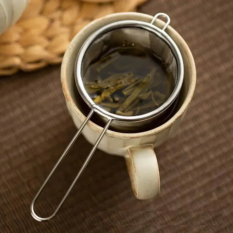 Hemasa 2Pcs Tea Infuser With Handle Stainless Steel Coffee Flour Tea Leaf Filter Reusable Strainer