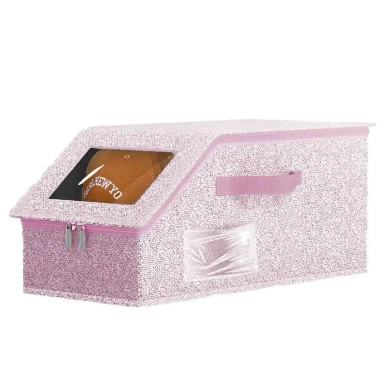 1PCS Stackable Baseball Cap Storage Box Large Capacity Hat Organizer Box with Zipper Dustproof Non-woven Wardrobe Organizers