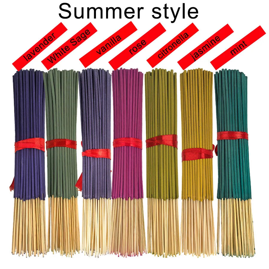 7 Sets of 140 Incense Sticks, Available in Four Seasonal Sets: Rose, Lavender, Sandalwood, Jasmine, Mint, Cherry Blossom, Herbal and Dragon Blood Wood, Each Pack Contains 20 Sticks, Suitable for Home Use, Office, Yoga, Medita