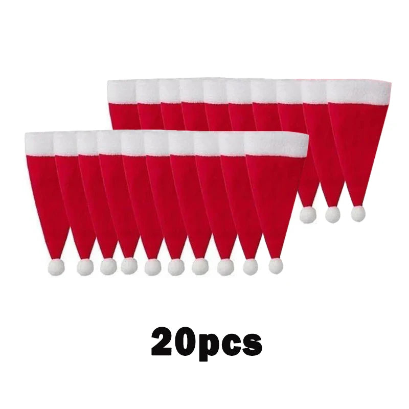 Hemasa Merry Christmas Tableware Bag Holder Christmas Hat Fork Knife Cutlery Bag Christmas Decorations for Home