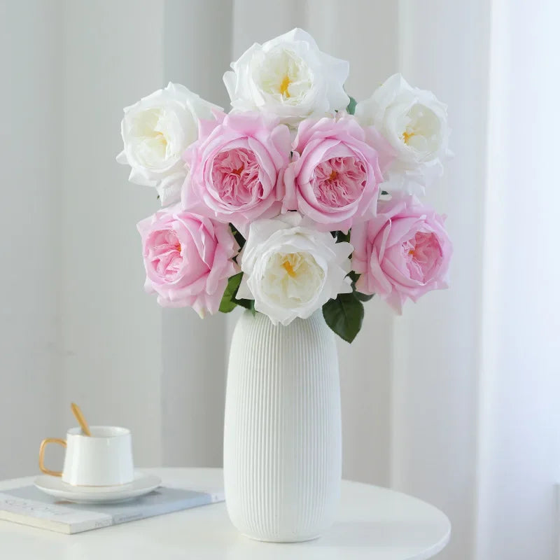 5Pc High-quality Moisturizing Rose Artificial Flowers Real Touch Rose Bridal Bouquet Wedding Decor Indoor Home Party Table Flore