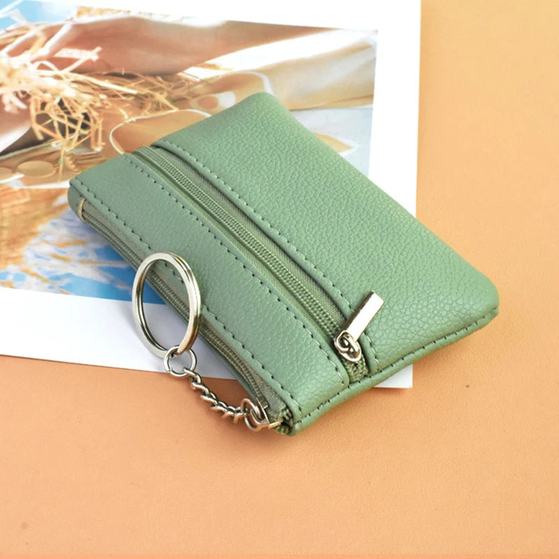 Hemasa Mini Multi-color PU Leather Small Coin Purse Light Top Layer  Zipper Key