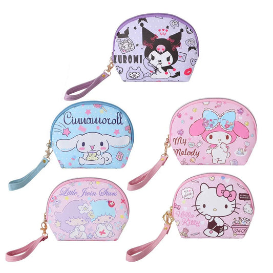 Hello Kitty Cosmetic Bag My Melody Pu Zipper Travel Storage Bag Cartoon Little Twin Stars Kuromi Make Up Case Kawaii Coin Purse