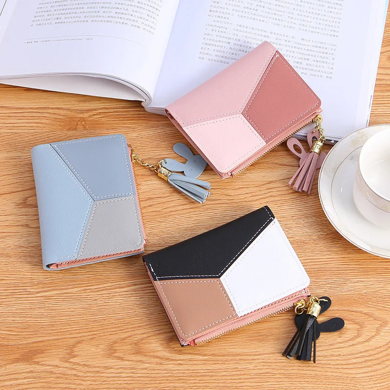 Heamsa  Zipper Coin Purse Lady Long Short Purses Handbags Women Clutch Cards Holder PU Leather Moneybag Billfold Wallet