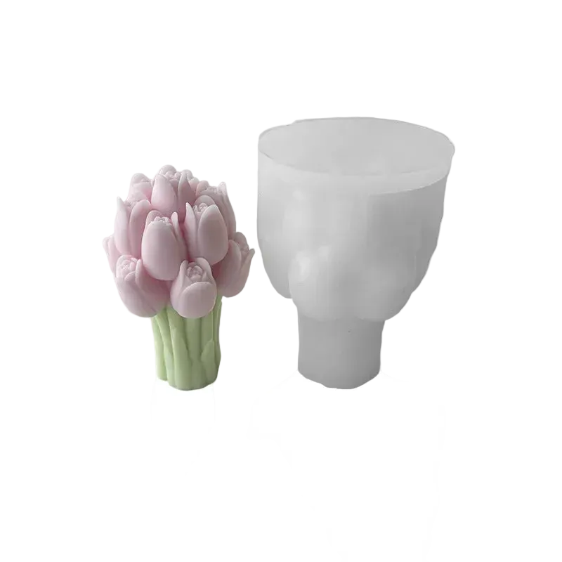 Hemasa 3D Tulip Bouquet Silicone Candle Molds Handmade Lavender Flower Soap Plaster Resin Crafts Mold DIY Chocolate Cake Baking Tools