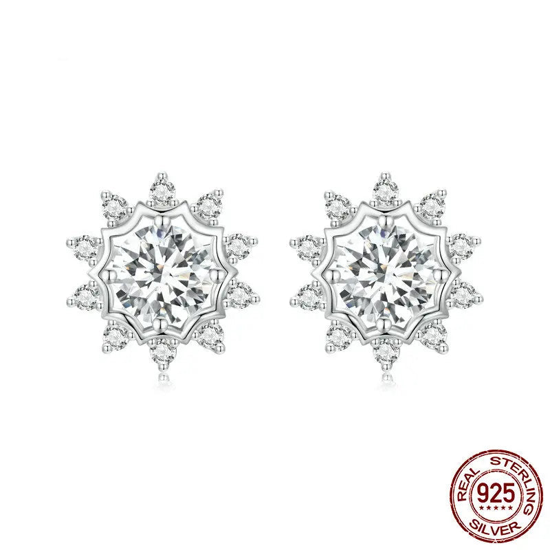 Tejesa Moissanite Stud Earrings for Women/925 Sterling Silver Dazzling Ideal Cut Lab Created Diamond Earrings MSE048