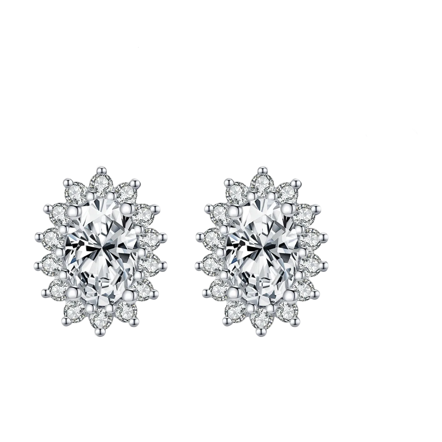 Tejesa Moissanite Halo Earrings 925 Sterling Silver Classic Stud Earrings For Women Luxury Bridal Jewelry