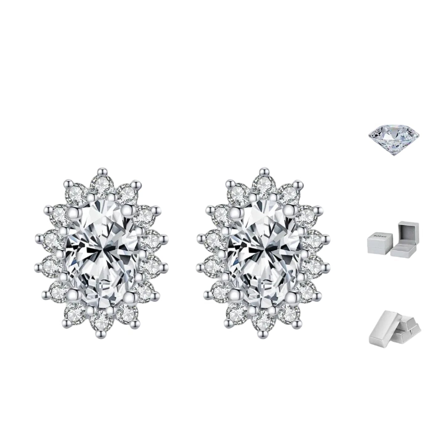 Tejesa Moissanite Halo Earrings 925 Sterling Silver Classic Stud Earrings For Women Luxury Bridal Jewelry