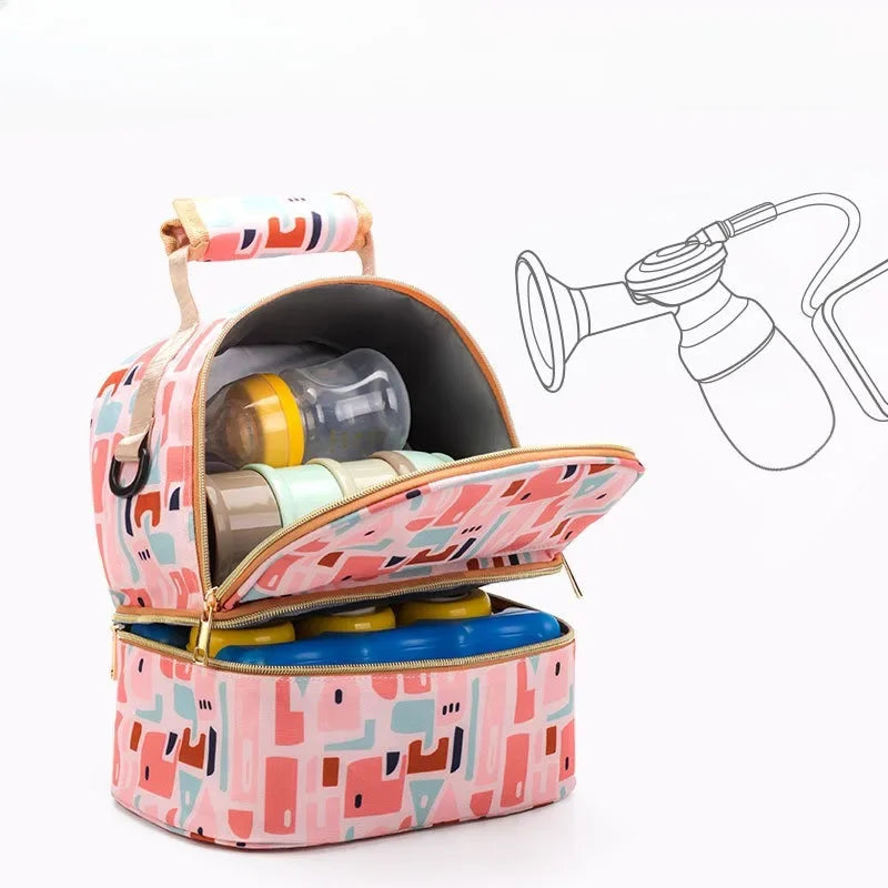 Hemasa Double-layer Breast Milk Backpack Milk Bottle Fresh-keeping Insulation Bag Milk Bag Milk Storage Backpack Bag