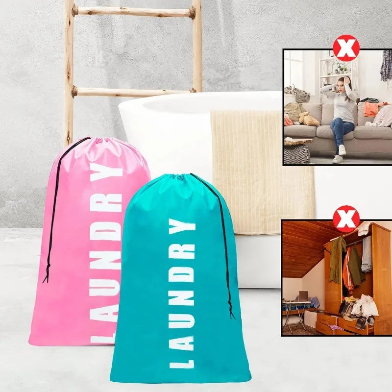 2 Pack XL Laundry Bag, Machine Washable Dirty Clothes Organizer, Large Enough to Hold 4 Loads of Laundry