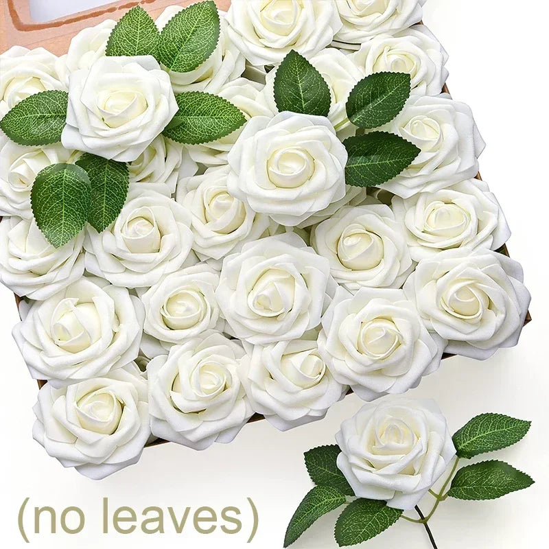 5-60pcs Artificial PE Foam Rose Flower Heads Bride Bouquet Flower for Home Wedding Party Table Decoration DIY Scrapbook Supplies