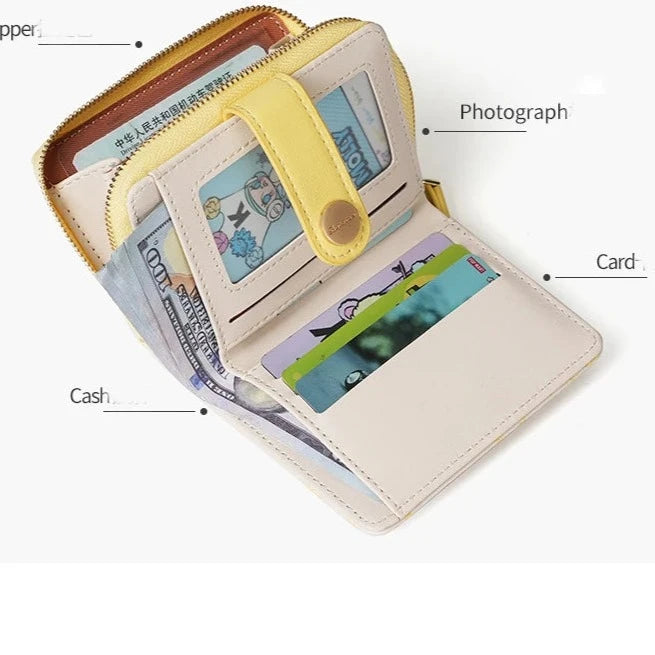 Hemasa  Cute Cat Girls Wallet / Card Holder Money Bag Zipper Wallets For Women