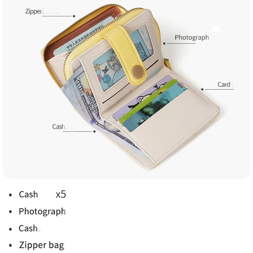 Cat Wallets Fashion Cute Cartoons Luxury Women'S Small Wallet Leather Short Card Hold Package Female Wallet Coin Purse For Women