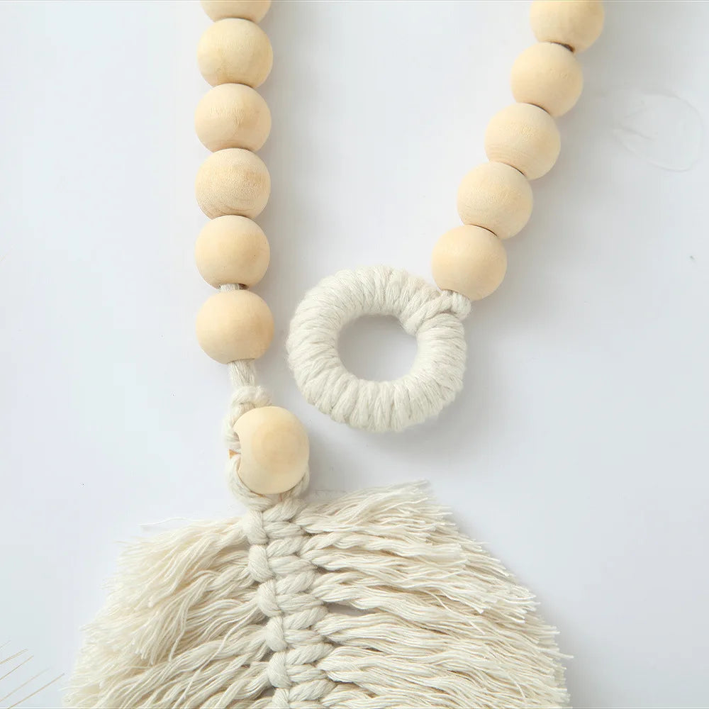 2 Pack Wooden Bead Curtain Tiebacks Handmade Holdbacks - Farmhouse Curtain Tie Back Holder Bohemian Home Living Room Decor