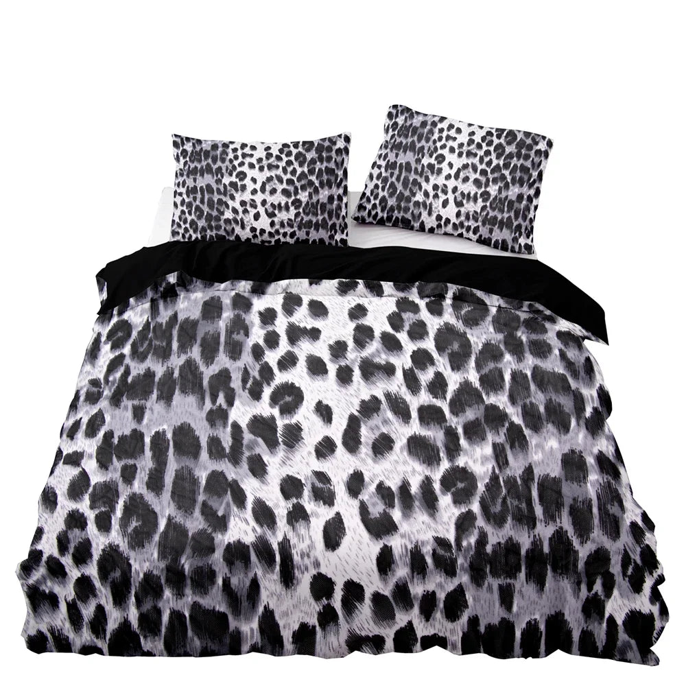 Hemasa American Style Bedding Set Queen Pink Leopard Pattern Duvet Cover with Pillowcase Single Double King Soft Comforter Bed Cover