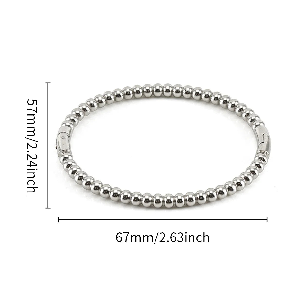 Hemasa  Gold and Silver Round Ball Beaded Bracelets Bangles / Stainless Steel Twist Balls Dots Bead Bangle for Women Jewelry