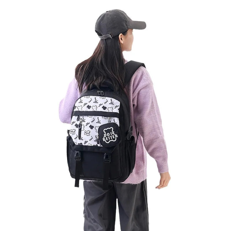 Hemasa Middle School Student School Bag With Purse For Teenager Children Pink Schoolbag Primary High Bagpack Teens Child Kids Backpacks