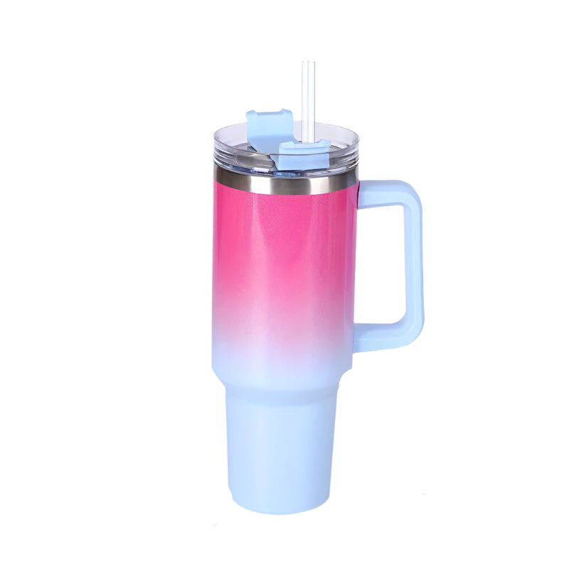 Hemasa 40oz  Stainless Steel Cup Thermal Keeps Cold and Heat Water Bottle with Handle Rainbow Thermal Mug
