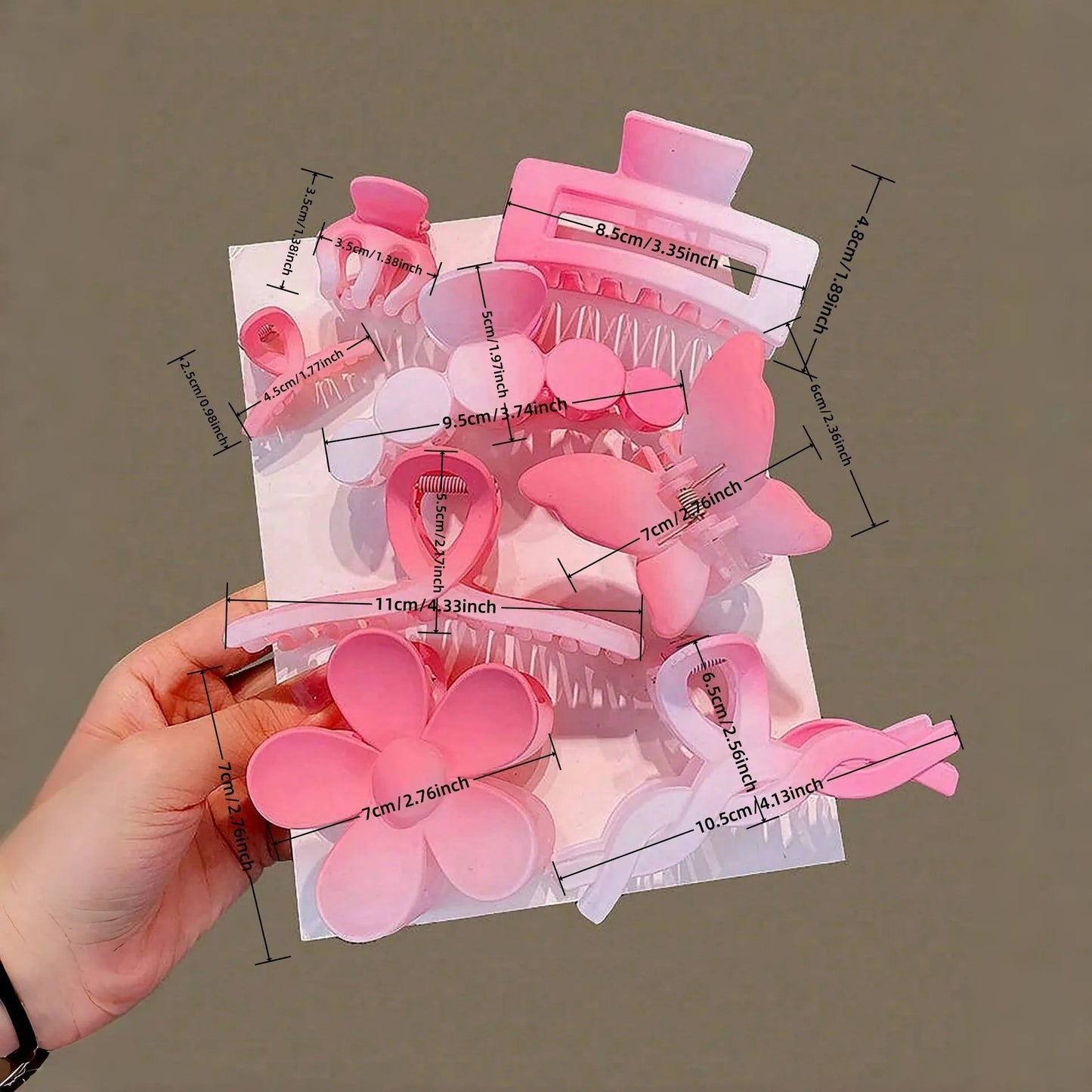 Tejesa 8-Piece Set Gradient Color Pink Korean New Hair Clips Sweet Candy Color Claw Clip Hairpins Matte Headwear for Girls