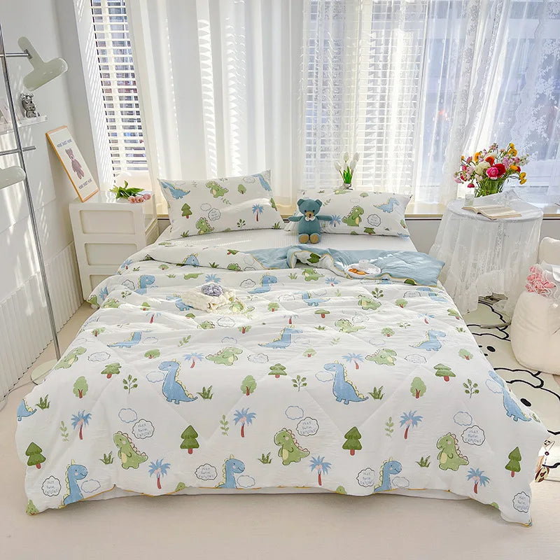 Quilt Double Layer Yarn Soybean Fiber Mother And Baby Grade Soft Glutinous Summer Cool Quilt Comfortable Breathable Home Textile