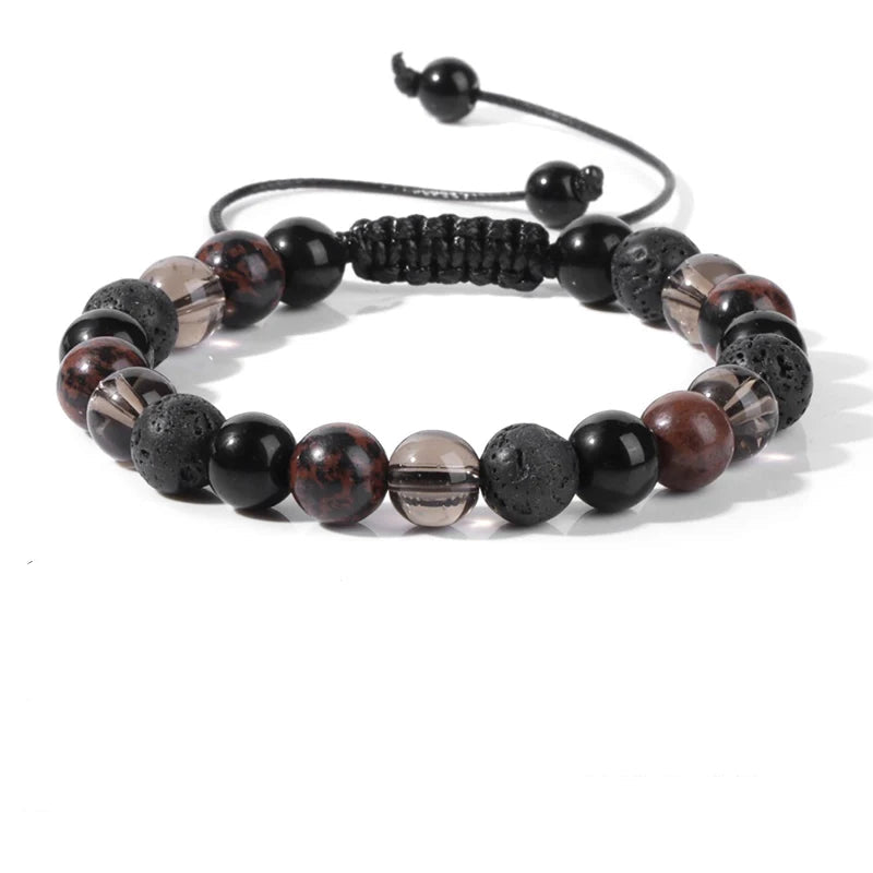 Tejesa 8MM Mix Natural Stone Braided Bracelet Smoky Quartz Beaded Bracelets For Women Men Balance Energy Woven Wristbands Jewelry Gift