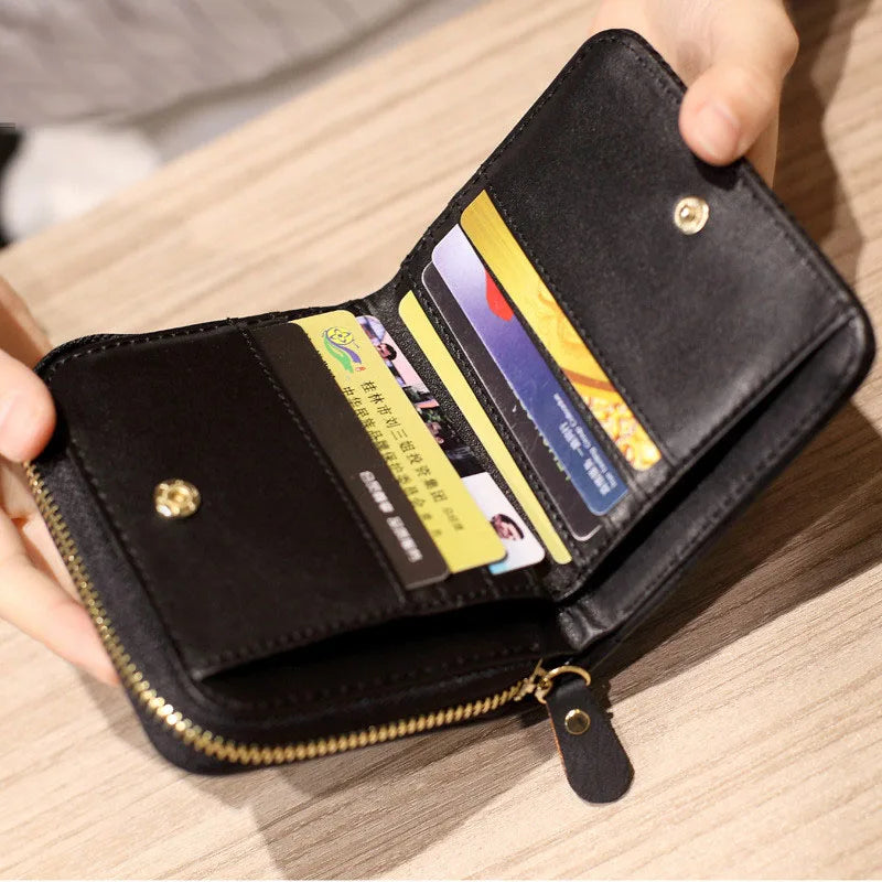 Women Short Wallets PU Leather Female Plaid Purses Ladies Card Holder Wallet Fashion Woman Small Zipper Wallet with Coin Purse