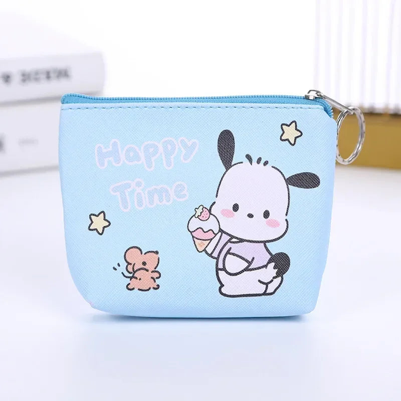 Hello Kitty Purse Coin Purses Cartoon Printed PU Melody Cute Wallet Bag Keychains Storage Bag Sanrio Kuromi Kawaii Mini Pouch