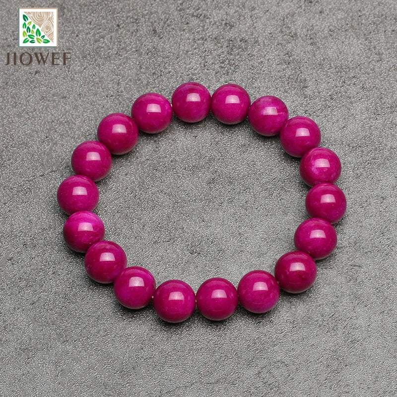 Purplish Red Chalcedony Jasper Bracelet Jewelry Natural Stone Stretch Couple Bracelet For Men Malachite Gem Beads 6/8/10/12mm