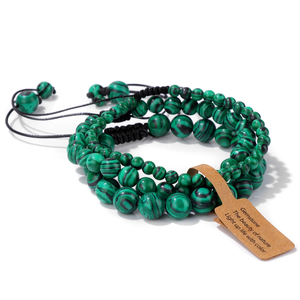 Tejesa  3pcs  Amazonite Bracelets for Women Men 4/6/8mm Beads Braided Bracelet Handmade Adjustable Wristbands Jewelry