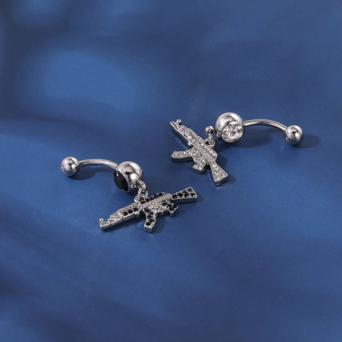 ZS 14G Bat Belly Button Ring Crystal Bat Navel Piercing Black Plated Body Piercing  Red Zircon Bat Belly Piercing Jewelry Women