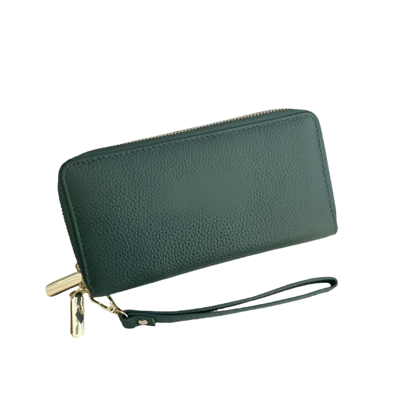 Hemasa Leather Womens Wallet Cow Leather Double Zip Clutch Bag Business Casual Long Purse Female Multi Card Holder Wallet