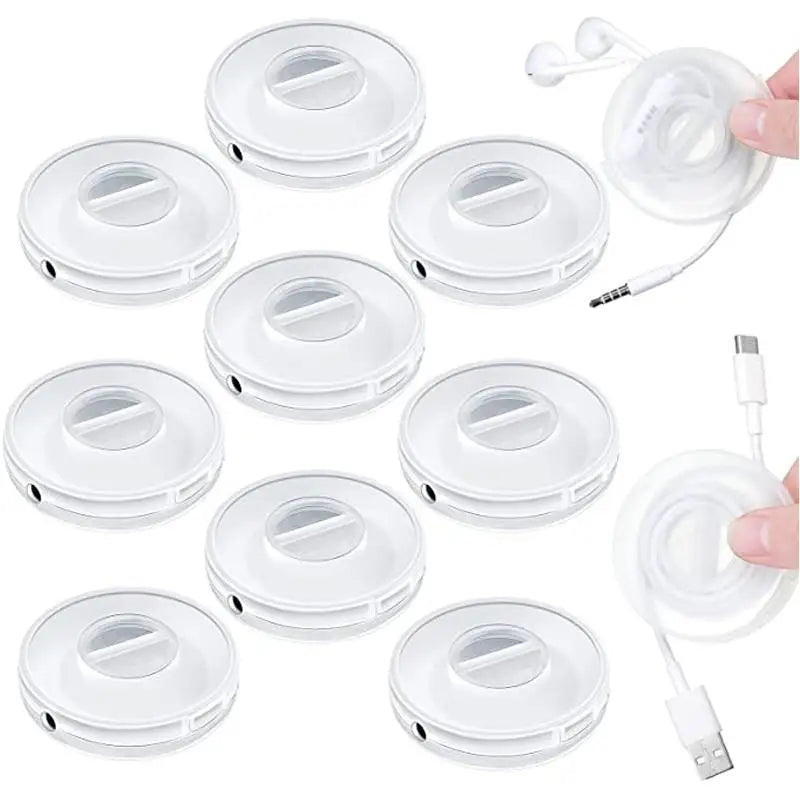 Tejesa 1/2/3pcs Rotatable Transparent Cable Winder Box Portable Round USB Cord Organizer Headphone Charging Line Management Storage Box
