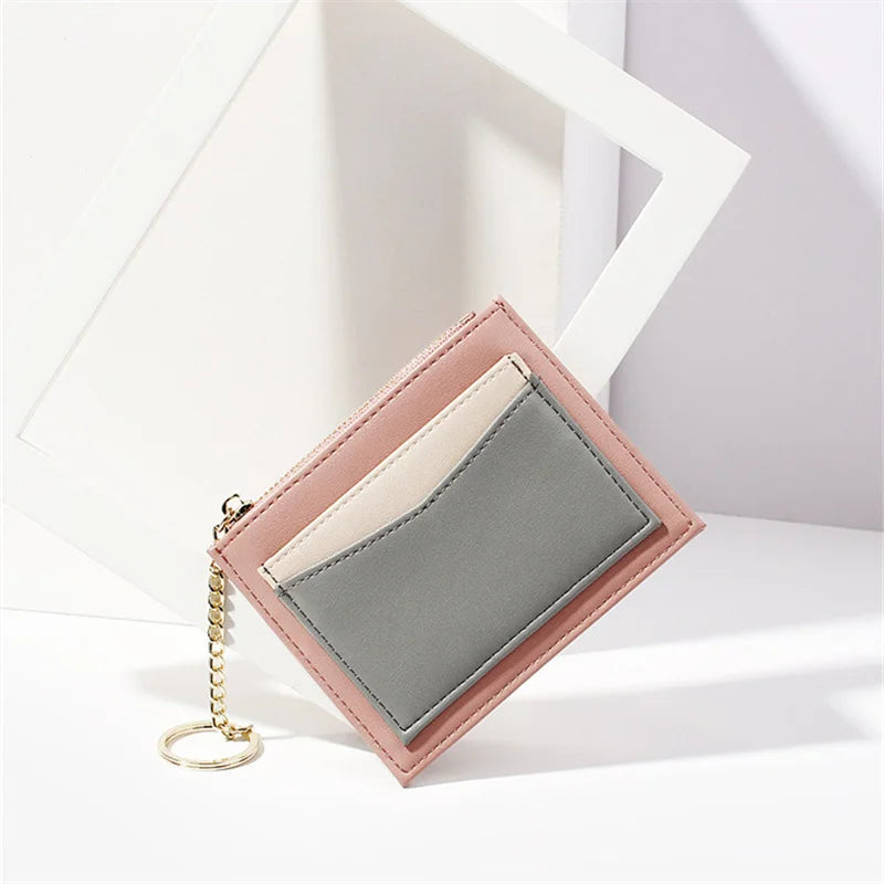 TAOMICMIC Korean Version Of The Mosaic Ladies Wallet Multi-card Zipper Card Package Keychain Small Wallet Coin Purse Female