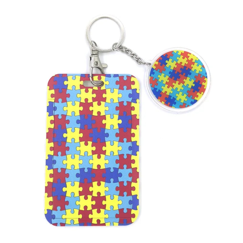 Autism Pattern Anime Lanyard Badge Holder ID Card Lanyards Mobile Phone Rope Key Lanyard Neck Straps Keychain Key Ring