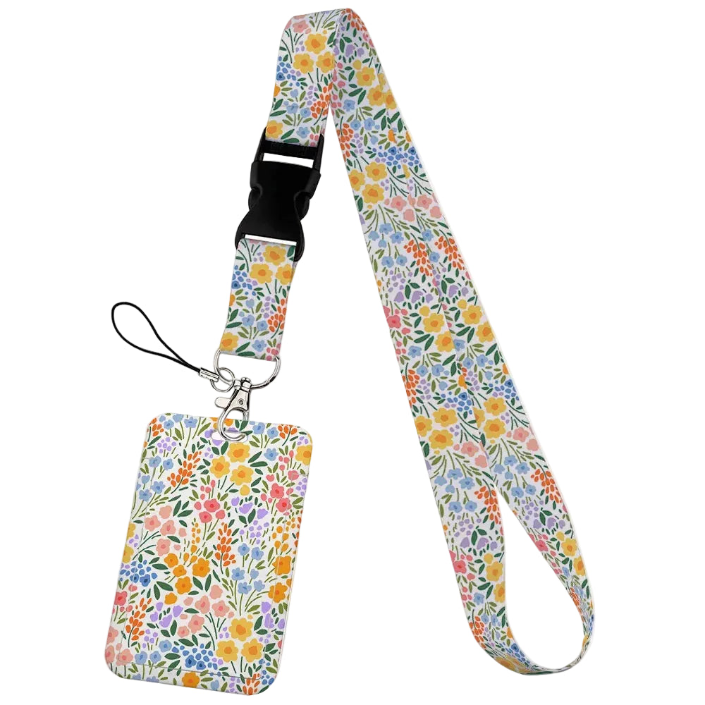 Tejesa  Flower design Lanyard Business Credit Card Holder/ Neck Strap Keychain Hang Rope ID Badge Holder