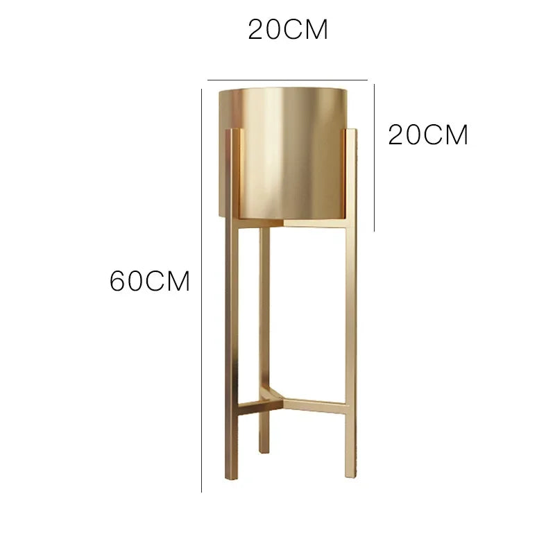 Nordic Gold Flower Rack Indoor Light Luxury Iron Flower Pot Rack Home Living Room Floor Standing Gold Decorative Storage Rack