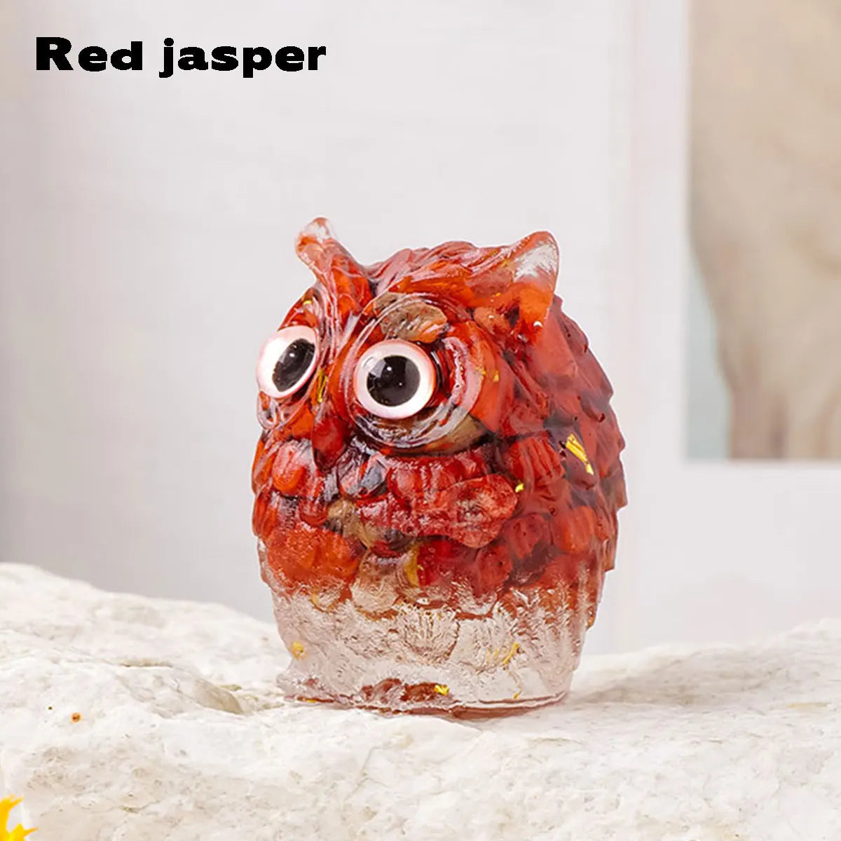 1PC Natural Crystal Macadam Owl Mini Resin Drops Cute Animal Image Reiki Healing Desktop Home Decor Crystal Crafts Small Decor