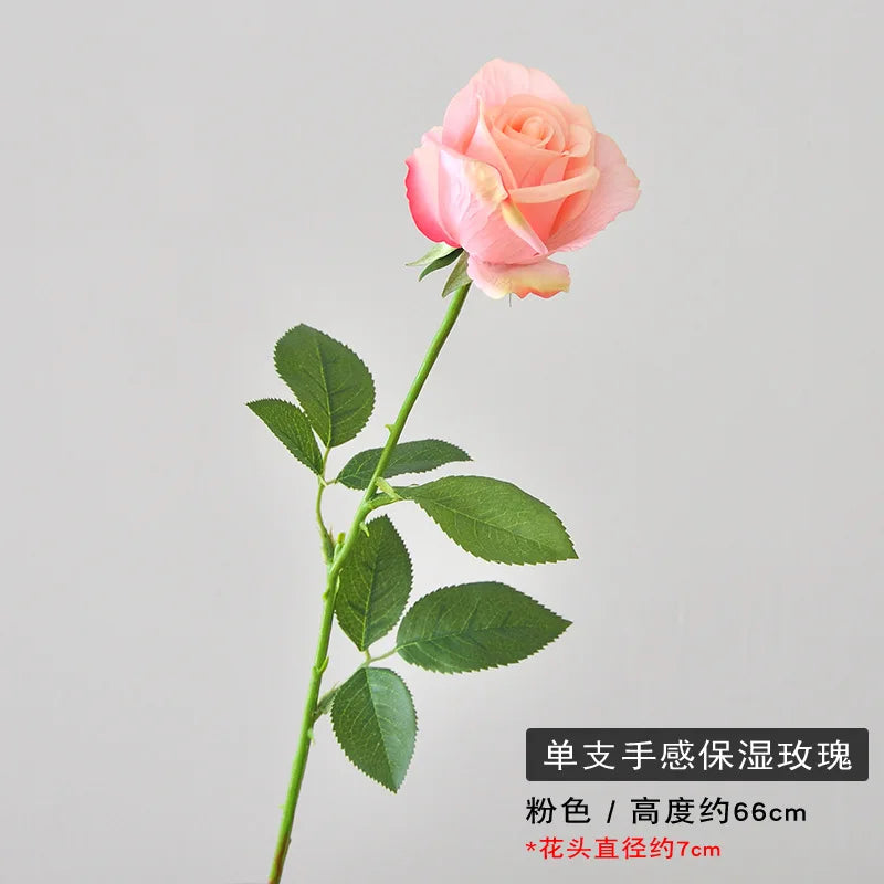 5Pcs Moist Feel Rose Artificial Flowers Branch Home Decoration Real Touch Roses Wedding Bouquet Party Table Flower Arrangement