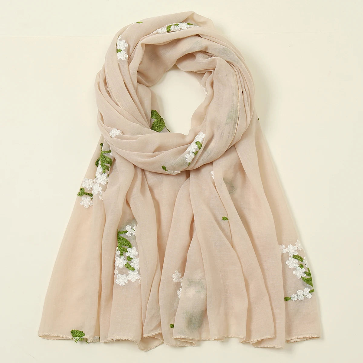 Plain Flower Embroidery Hijab Scarf Viscose Muslim Hijab Shawls Women Soft Long Towel Wraps Elegant Casual Heabscarf Turban