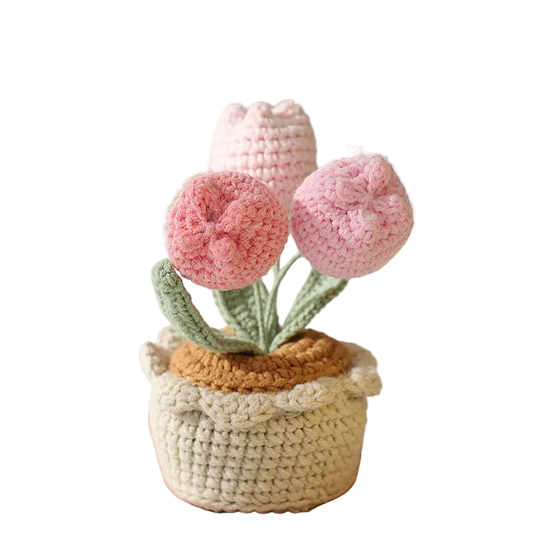 Hemasa Crochet  Colourful  Kintted  Potted  Sunflowers Table Decor Graduation Gift