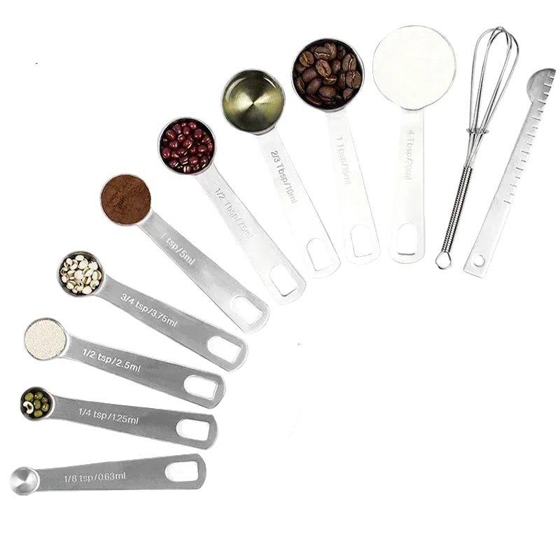 Tejesa 6/9/11Pcs Measuring Spoons Set Stainless Steel Seasoning Coffee Scoop Measuring Spoon With Scale Kitchen Baking Measuring Tools