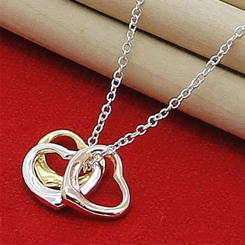 Hemasa 925 Silver Heart Pendants Necklace Chains For Women Fashion Wedding Jewelry