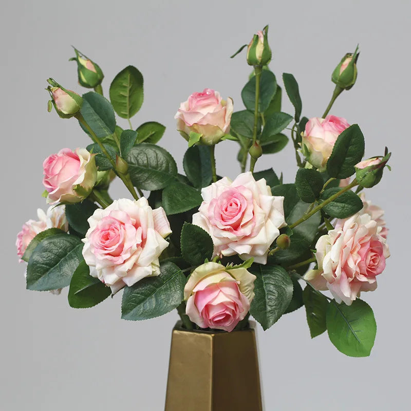 Tejesa 3 Heads High Quality Rose Fake Flowers Artificial Hand Feel Mosturizing Flowers Plants Home Living Room Office Party Decoration