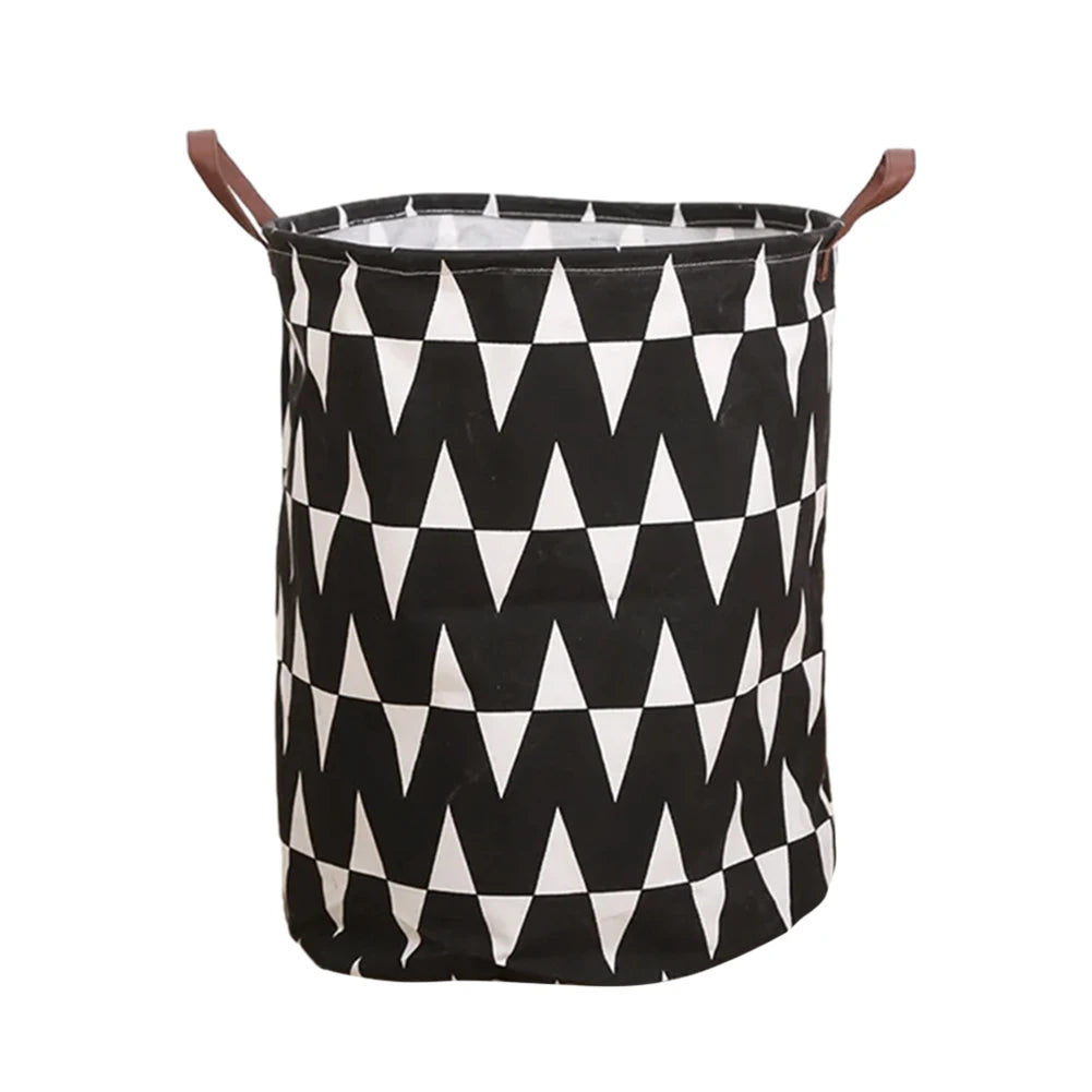 FHemasa Foldable Laundry Basket Storage Bucket Cotton Linen Fabric White Black Waterproof Dirty Laundry Toy Storage Basket Dirty Clothes