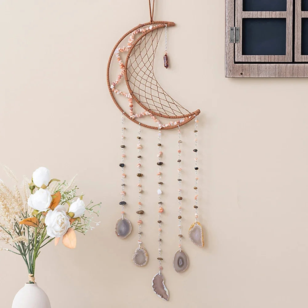 7 Chakra Gemstones Tree Of Life Dream Catchers  Natural Agate Bedroom Wall Hanging Crystal Dream Catcher Home Craft Decorations