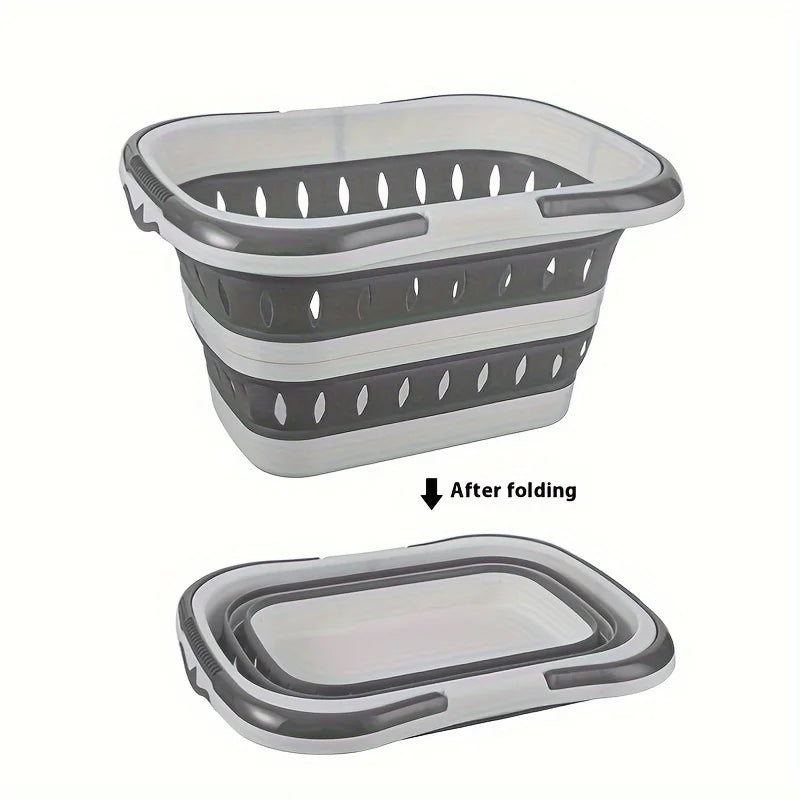 Hemasa  Portable Plastic Folding Laundry Basket Dirty Clothes Washing Bucket Container With Handle For Bathroom Storage Sorting