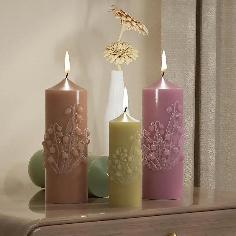 Flower Butterfly Columnar Silicone Candle Mold DIY Waves Soap Resin Plaster Making Tool Geometry Chocolate Mould Home Decor Gift