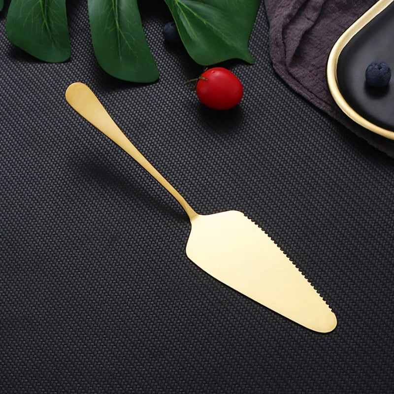 Tejesa 1/2/4pcs Stainless steel cake spatula Birthday cake Gold spatula Family Hotel Birthday Party cake pizza spatula