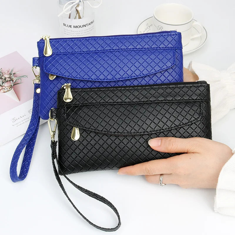 Women'S Clutch Bag Casual Mobile Phone Coin Purse Fashionable Pouch Trendy Female PULeather Wallet Purses Handbag Card Holder
