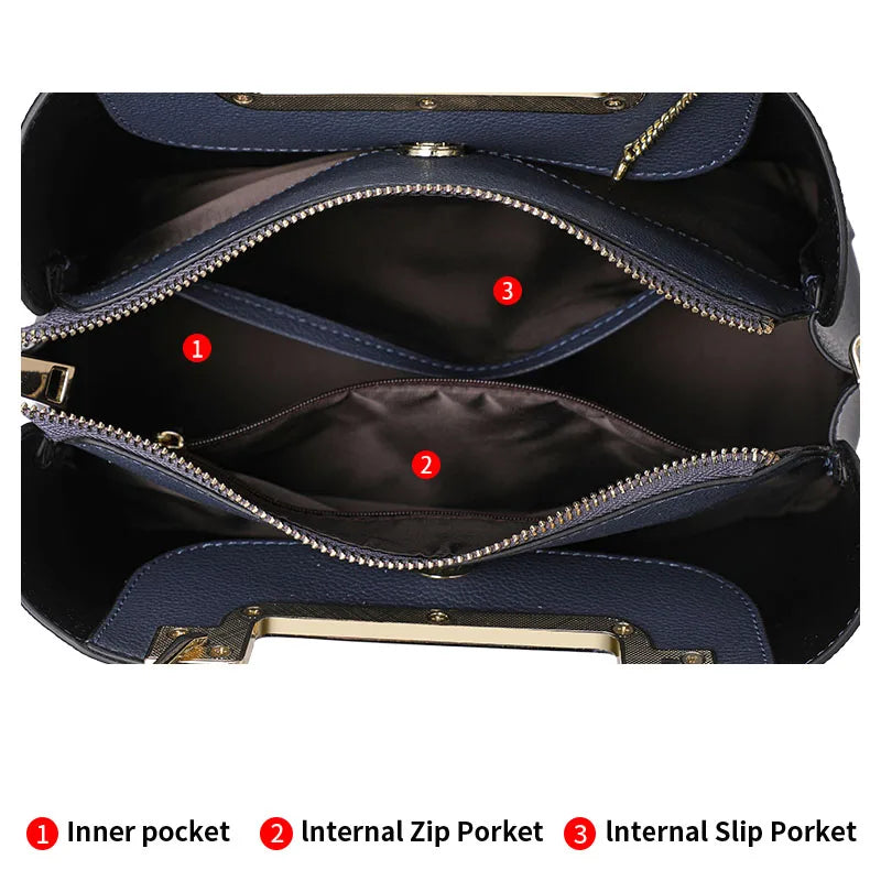 Aidrani Fashion Genuine Leather Women's Bag Elegant and Magnificent Women's Handbag Large Capacity Spliced Cowhide Crossbody Bag